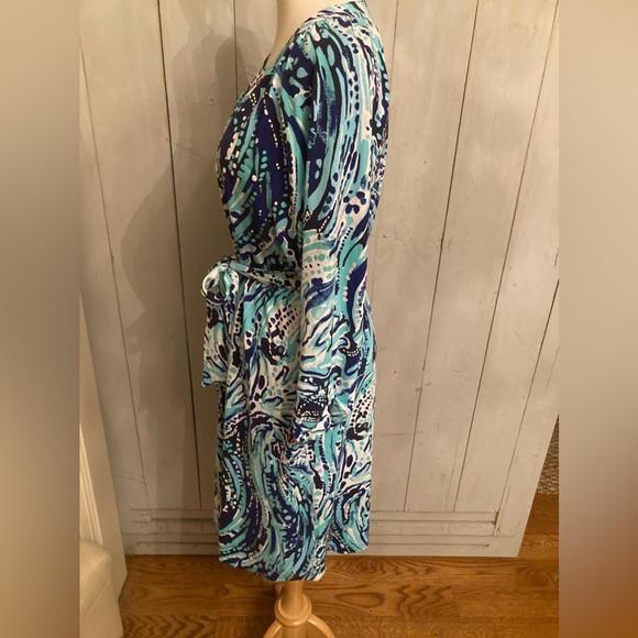 Lilly Pulitzer Bailor Dress Women Crash the Bash Button-Up Stretch V-neck Sz-XL - Picture 8 of 13